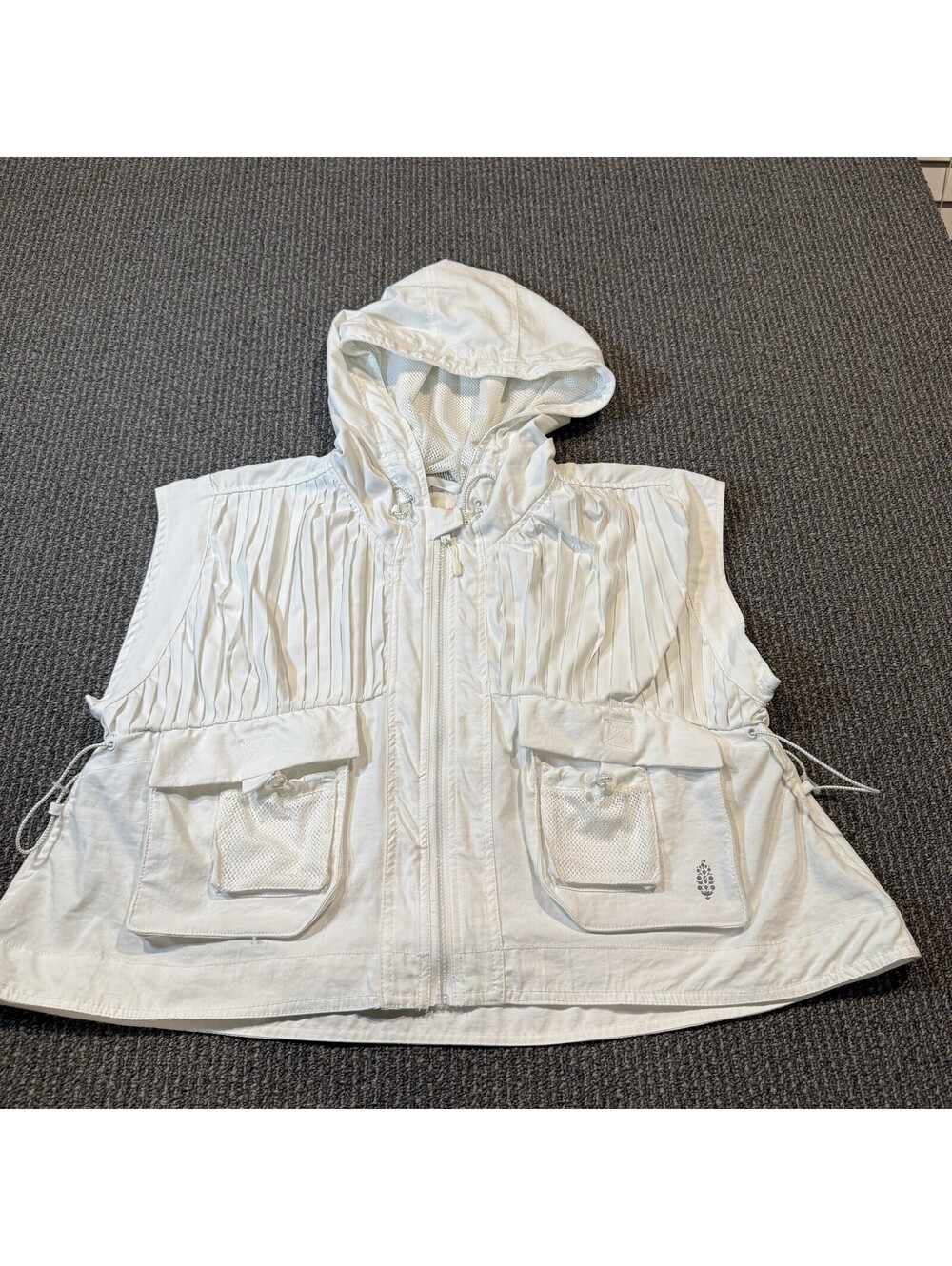 Free People Movement Boho Utility Pleated Oversized Cargo Vest White— Size Small